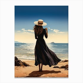 Illustration of an African American woman at the beach 97 Canvas Print