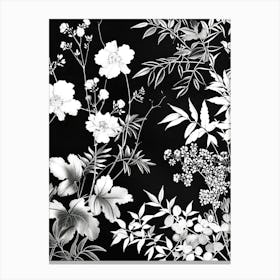 Great Japan Hokusai Monochrome Flowers 138 Canvas Print