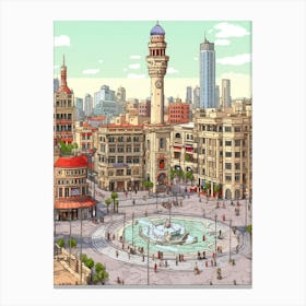 Takism Square Meydan Pixel Art 1 Canvas Print