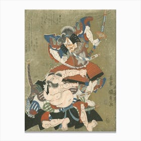 Ichikawa Danjuro Vii As Soga No Goro And Bando Mitsugoro Iii As Kobayashi No Asahina In A Soga Play By Utagawa Canvas Print