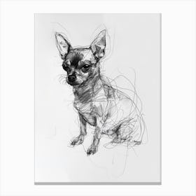 Chihuahua Dog Charcoal Line 3 Canvas Print