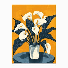 Calla Lily Flowers On A Table   Contemporary Illustration 2 Canvas Print