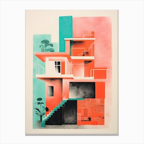 A House In Buenos Aires, Abstract Risograph Style 2 Canvas Print