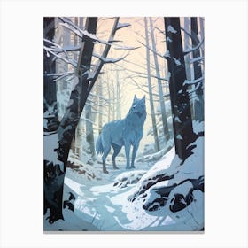 Winter Gray Wolf 3 Illustration Canvas Print