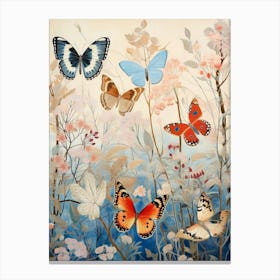 Icy Butterfly Scene Japanese Style Painting Canvas Print