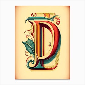 D, Letter, Alphabet Vintage Sketch 6 Canvas Print