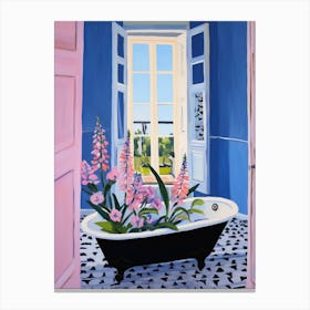 A Bathtube Full Of Foxglove In A Bathroom 4 Canvas Print