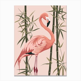 Chilean Flamingo Bamboo Minimalist Illustration 3 Canvas Print