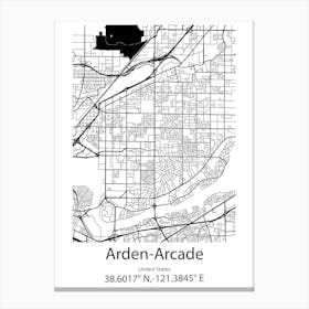 Arden Arcade,United States Minimalist Map Canvas Print