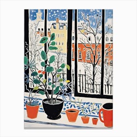 The Windowsill Of Munich   Germany Snow Inspired By Matisse 2 Canvas Print
