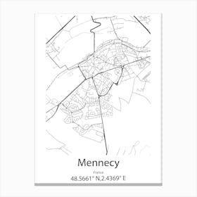 Mennecy,France Minimalist Map Canvas Print