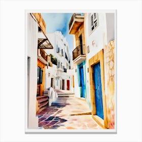 Santorini watercolor Canvas Print