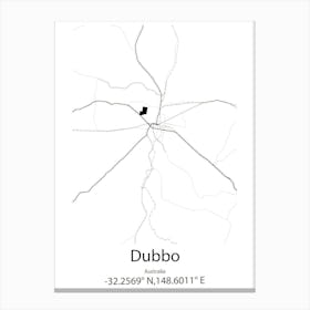 Dubbo,Australia Minimalist Map Canvas Print