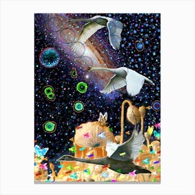 Swan - fly - the universe - photo montage Canvas Print