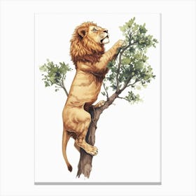 Barbary Lion Climbing A Tree Clipart 1 Canvas Print