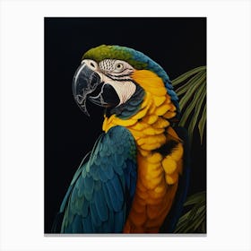 Dark And Moody Botanical Macaw 2 Canvas Print