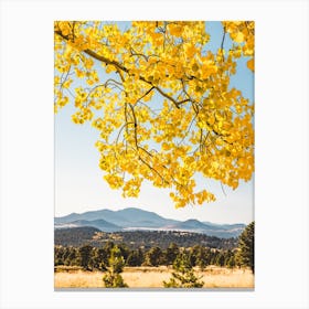 Yellow Autumn Leaves Mountain Canvas Print