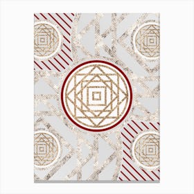 Geometric Abstract Glyph in Festive Gold Silver and Red n.0009 Canvas Print