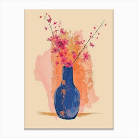 Watercolor Flowers In A Blue Vase Canvas Print