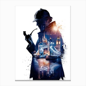 Sherlock Holmes Collage Art Painting #1 Canvas Print