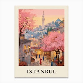 Istanbul Turkey 8 Vintage Pink Travel Illustration Poster Canvas Print