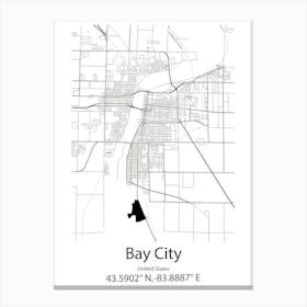 Bay City,United States Minimalist Map 1 Canvas Print