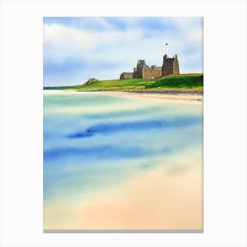 Bamburgh Beach 3, Northumberland Watercolour Canvas Print
