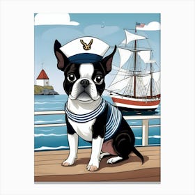 Boston Terrier Sailor-Reimagined 11 Canvas Print