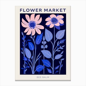 Blue Flower Market Poster Bee Balm 4 Canvas Print