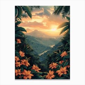 Sunset In The Jungle 1 Canvas Print