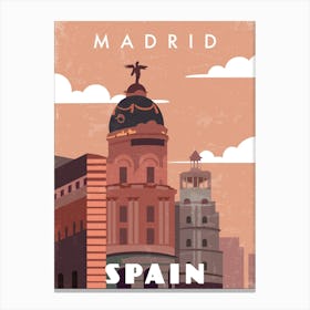 Madrid, Spain — Retro travel minimalist poster Canvas Print