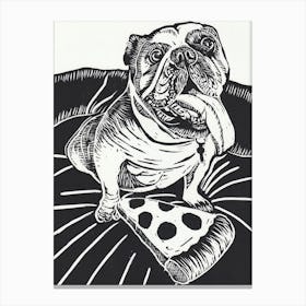English Bulldog With Pizza Canvas Print