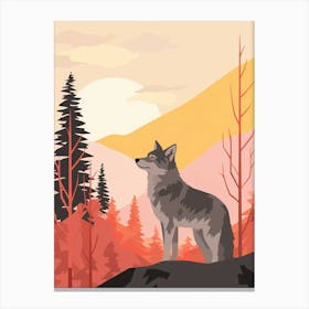 Gray Wolf Art Nouveau 4 Canvas Print