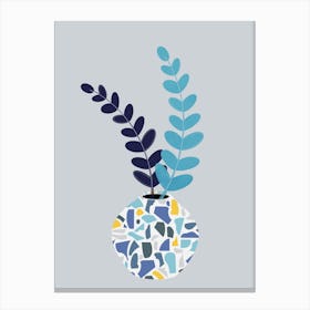 Terrazzo Blue Vase Canvas Print