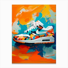 Airmax 1 Orange Blue Nike Sneakers Painting Poster Canvas Print