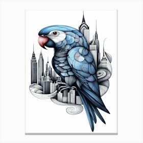 Orbit Blue Parrot In New York City Canvas Print