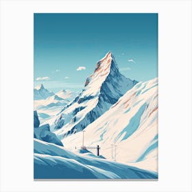 Val D Isere   France, Ski Resort Illustration 2 Simple Style Canvas Print