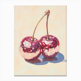 Disco Ball Red Cherries Painting Canvas Print