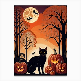 Halloween Black Cat Canvas Print