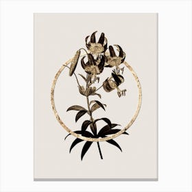Gold Ring Turban Lily Glitter Botanical Illustration Canvas Print