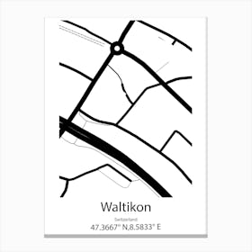 Waltikon,Switzerland Minimalist Map Canvas Print