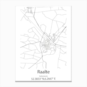 Raalte,Netherlands Minimalist Map Canvas Print