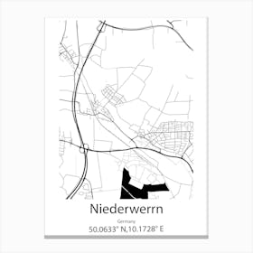 Niederwerrn,Germany Minimalist Map Canvas Print