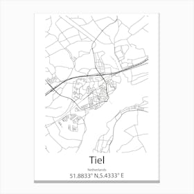 Tiel,Netherlands Minimalist Map Canvas Print