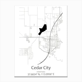 Cedar City,United States Minimalist Map Canvas Print