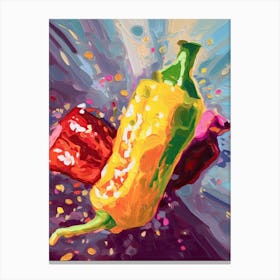 Red Peppers Oil Painting 3 Canvas Print