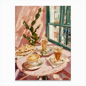 Pink Breakfast Food Pita Bread 2 Canvas Print