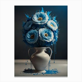 Blue Flowers In A Vase 4 Canvas Print
