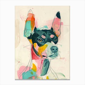 Pinscher Dog Pastel Line Watercolour Illustration  3 Canvas Print