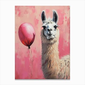 Cute Llama 3 With Balloon Canvas Print